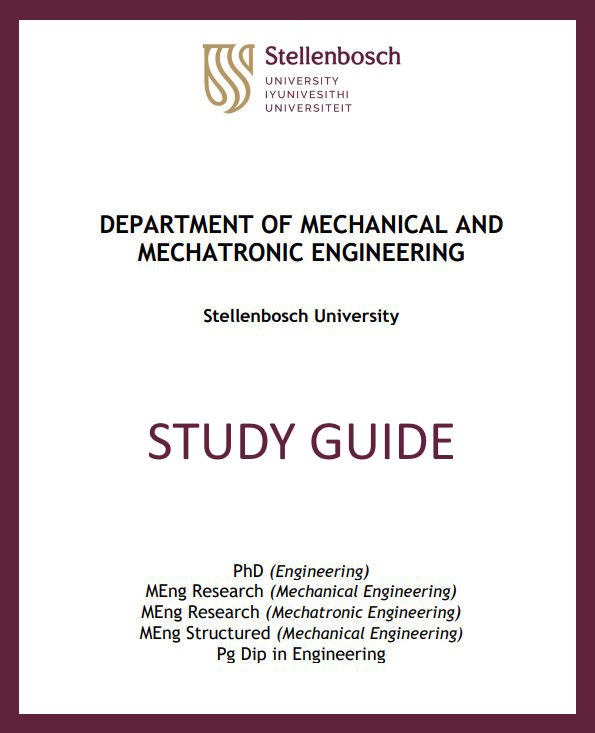 Postgraduate Programmes Mechanical And Mechatronic Engineering